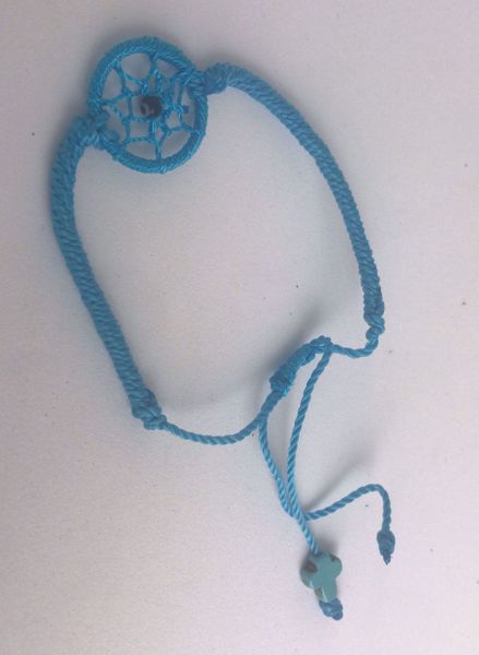 Imagen de PULSERA ATRAPASUEÑOS AZUL ORIGINAL DE MEXICO CRUZ TURQUESA