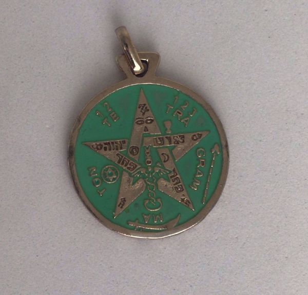 Imagen de Amuleto talismán colgante Tetragramatón y Hexagrama. 3 cms. Verde Agua