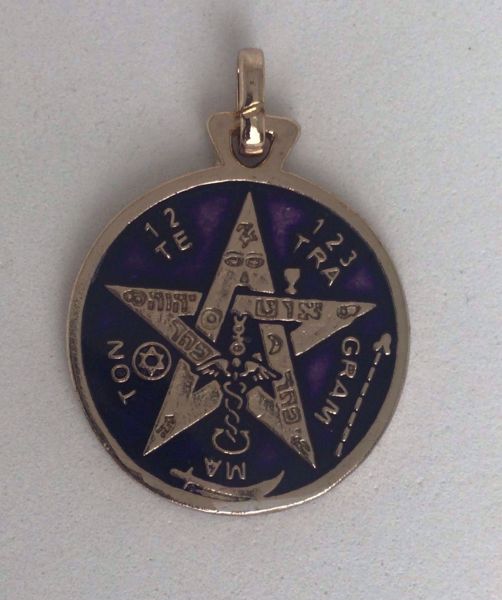 Imagen de Amuleto talismán colgante Tetragramatón y Hexagrama. 3 cms. Morado