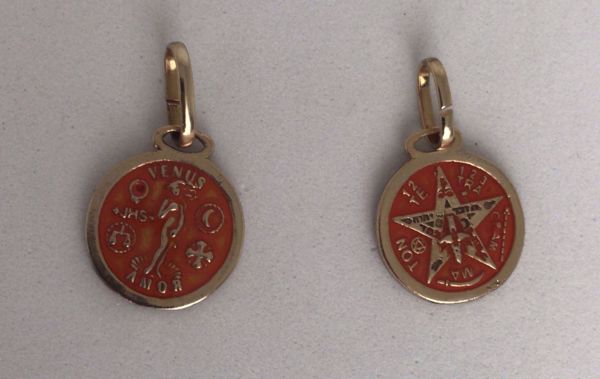 Imagen de Amuleto talismán colgante Tetragramatón y Venus del Amor 16 mm naranja
