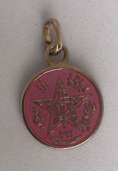 Imagen de Amuleto talismán colgante Tetragramatón y 7 potencias con ojo 20 mm rosa