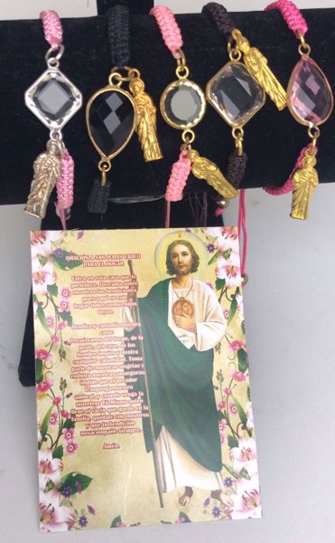 Imagen de Pulsera extensible San Judas Tadeo con cristal tipo swarovsky.