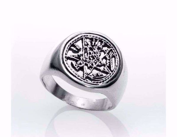 Imagen de AMULETO ANILLO SELLO TETRAGRAMATON 15 MM DIAMETRO PLATA