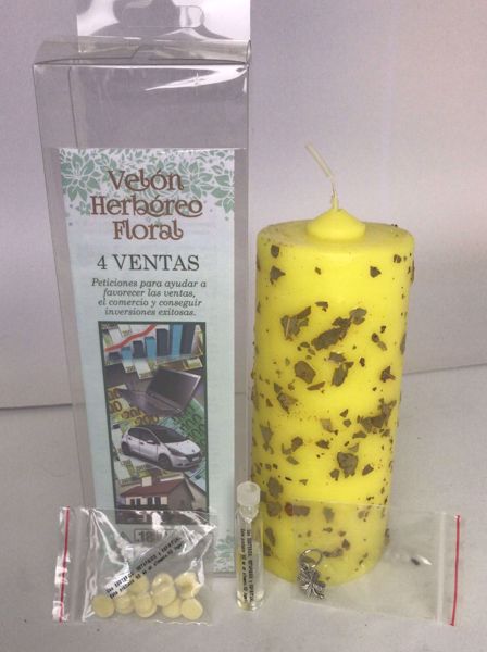 Imagen de Velón herbóreo floral 4 ventas: manteca, aceite litúrgico y amuleto
