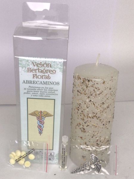 Imagen de Velón herbóreo floral abrecaminos: manteca, aceite litúrgico y amuleto