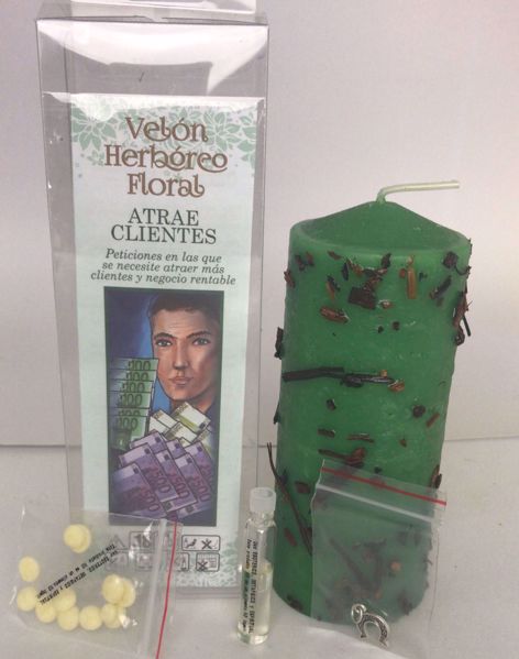 Imagen de Velón herbóreo floral atrae clientes: manteca, aceite litúrgico y amuleto