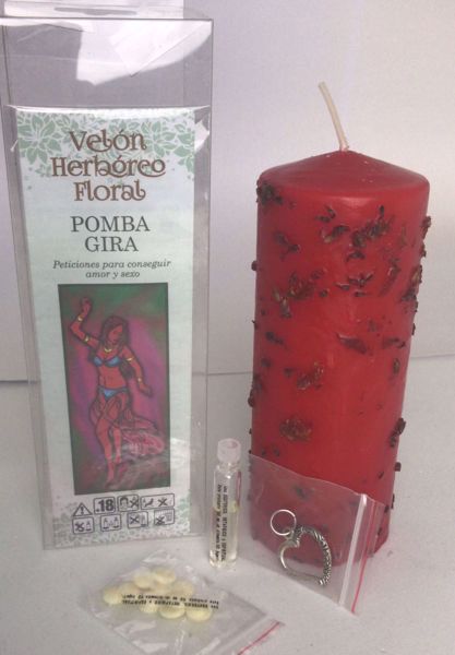 Imagen de Velón herbóreo floral pomba gira: manteca, aceite litúrgico y amuleto